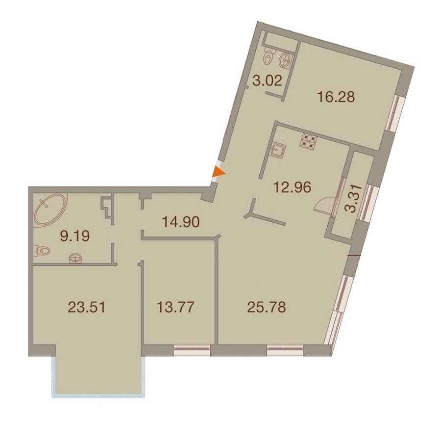 Четырехкомнатная квартира в : площадь 124.63 м2 , этаж: 8 – купить в Санкт-Петербурге